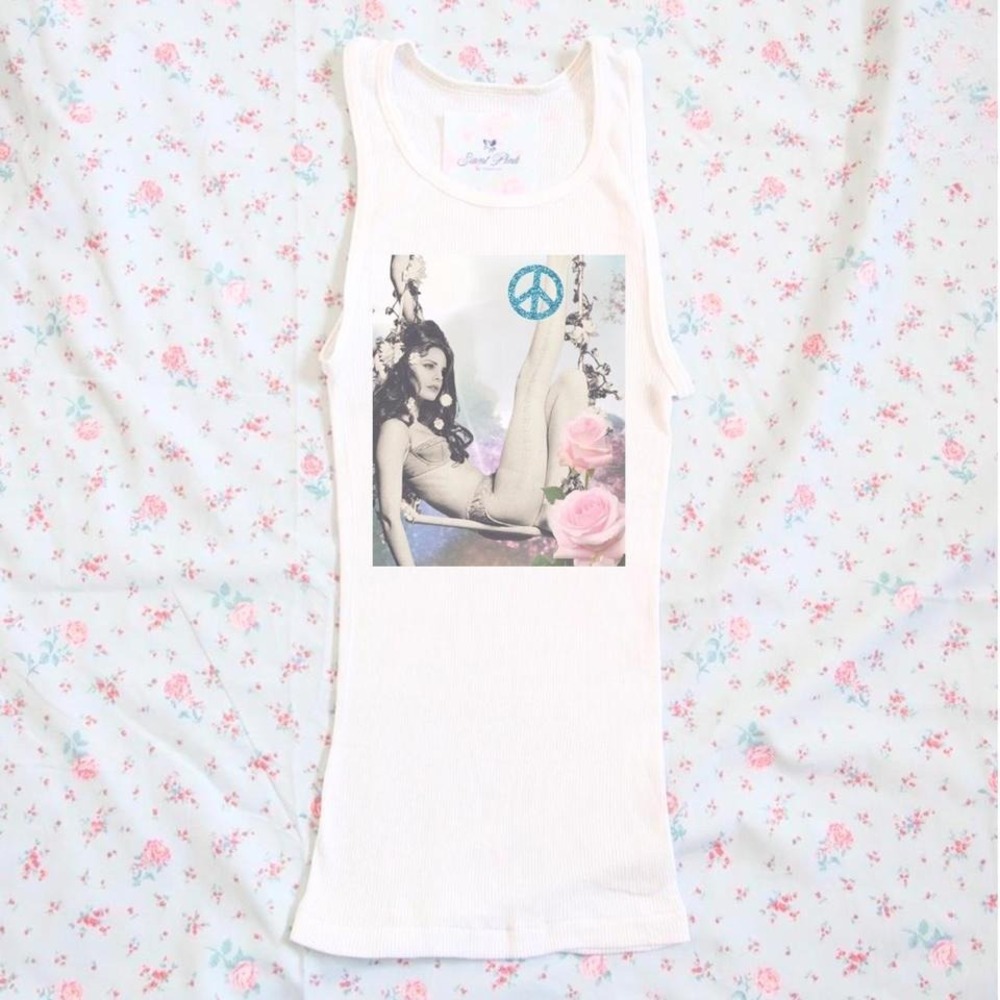 lana del rey graphic ribbed tank top indie sleaze coquette y2k